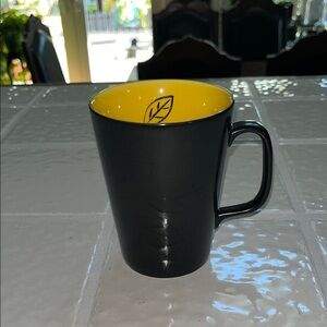 Starbucks Black leaf Exterior Yellow Interior Ceramic Mug